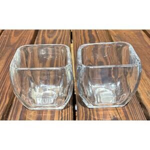 2 Libbey Tapered Clear Square Glass Candle Holders 4.5" x 4.5" New NWT Lot 2
